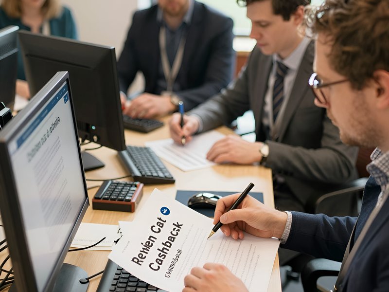 Команда экспертов работает в современном офисе над обзором легальных букмекеров с кэшбэком